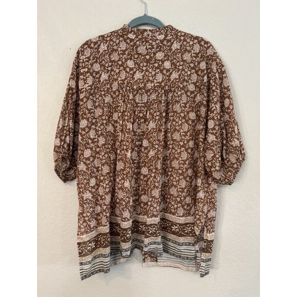 We The Free Border Batik Top Chestnut Brown Floral Size XS - Picture 7 of 9